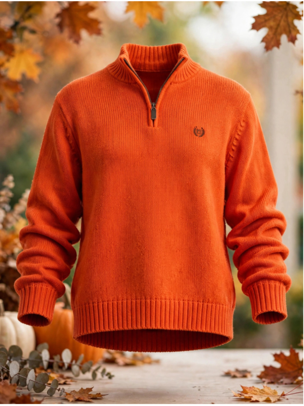 Men's Chaps Zip Up Sweater Orange Size L